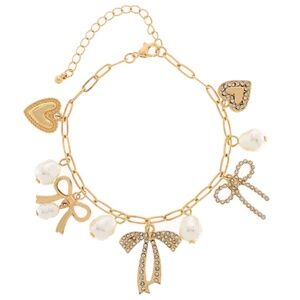 Bow & Pearl Multi Charm Bracelet
